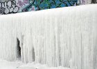 Graffiti : frozen waterfall, minneapolis, minnehaha falls, minnesota